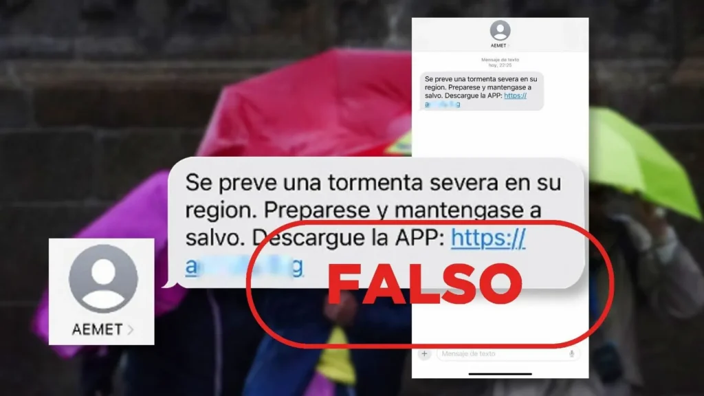 ¡Cuidado! Circula un SMS falso que suplanta a la AEMET alertando de tormentas severas